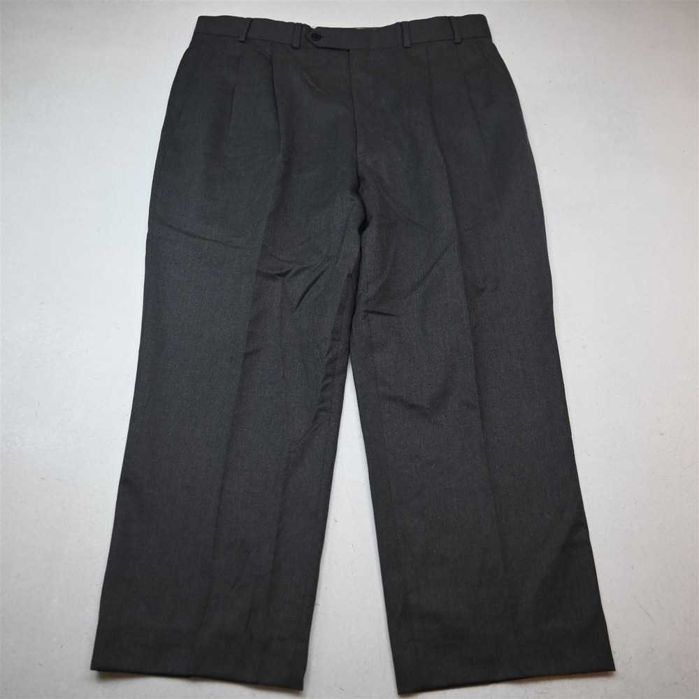 Nautica 38x28 Gray 100% Wool Flannel Pleated Classic Dress Mens Pants